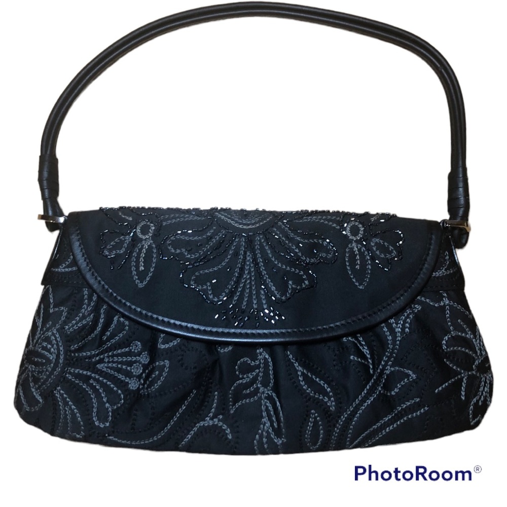 Talbots Embroidered Embellished Beaded Baguette Shoulder Bag Purse NWOT